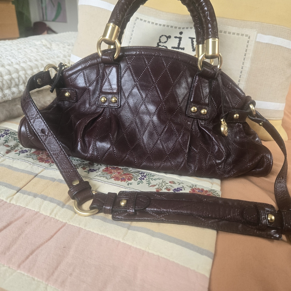 Brahmin Dark Brown Quilted Shoulder Bag